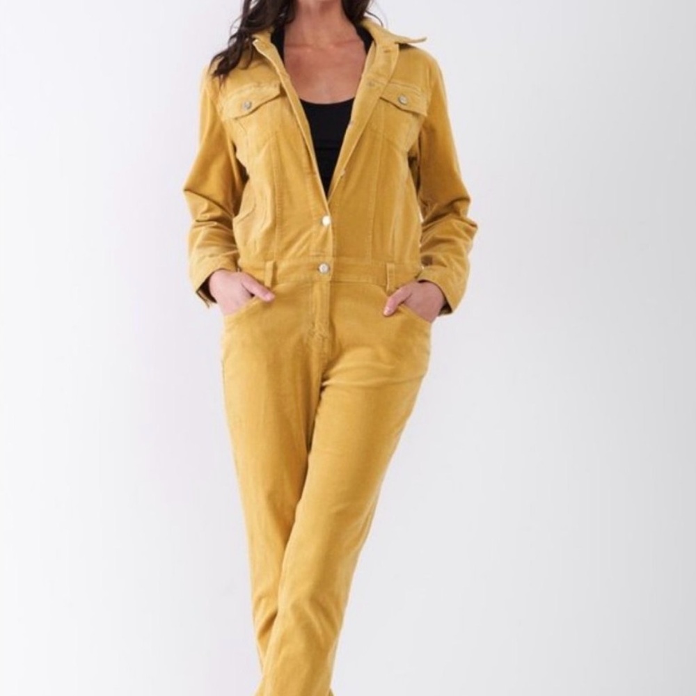 Signature8 Los Angeles Bumblebee Corduroy Yellow Jumpsuit New S Mustard Utility - Picture 4 of 8